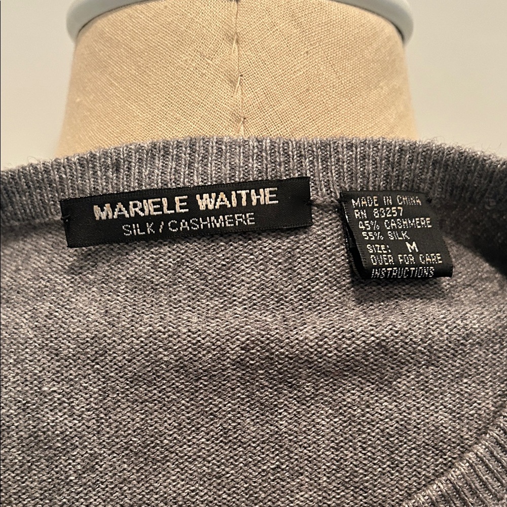 Mariele Waithe Silk/Cashmere Gray Short Sleeve Sweater - Picture 6 of 6